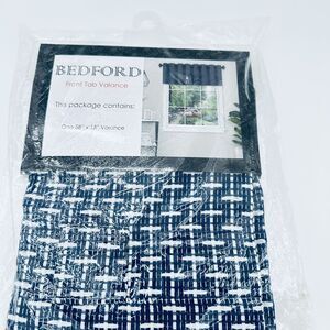 Top‎ Treatment Navy Bedford 58 'x13" One Front Tab Valance Window Curtain New